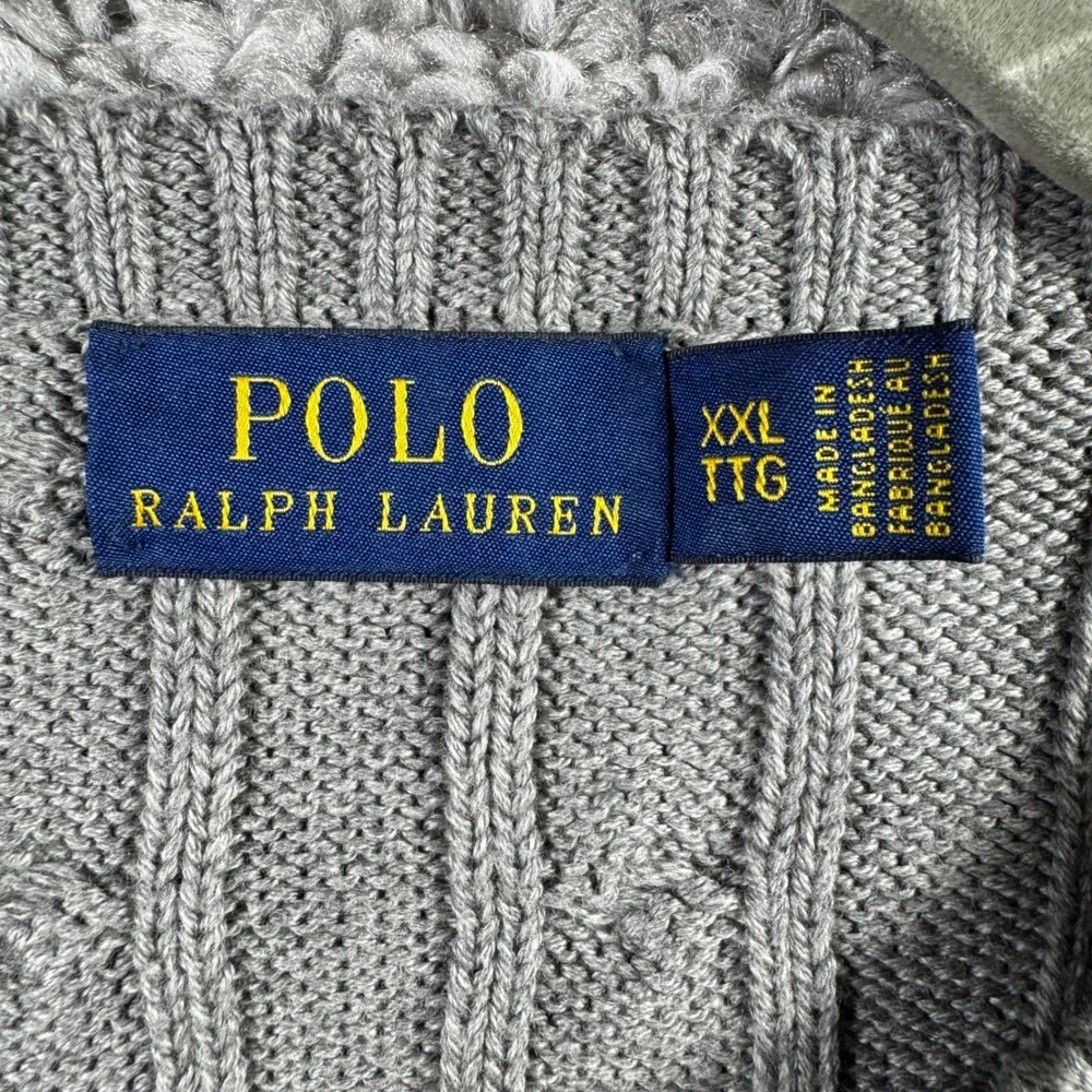 Polo Ralph Lauren Sweater Gray Cable Knit Crewneck Cotton Mens‎ XXL